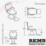 Statesman fauteuil barbier noir (Dimensions) REM